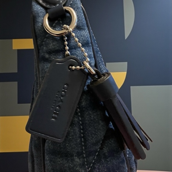 Coach Blue Denim Hobo Bag W Leather Crossbody Strap. Dustbag NWT - Picture 7 of 9